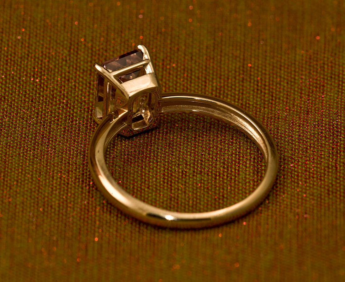 Emerald Cut Ametrine Ring in 14k Gold, Gemstone Engagement Ring