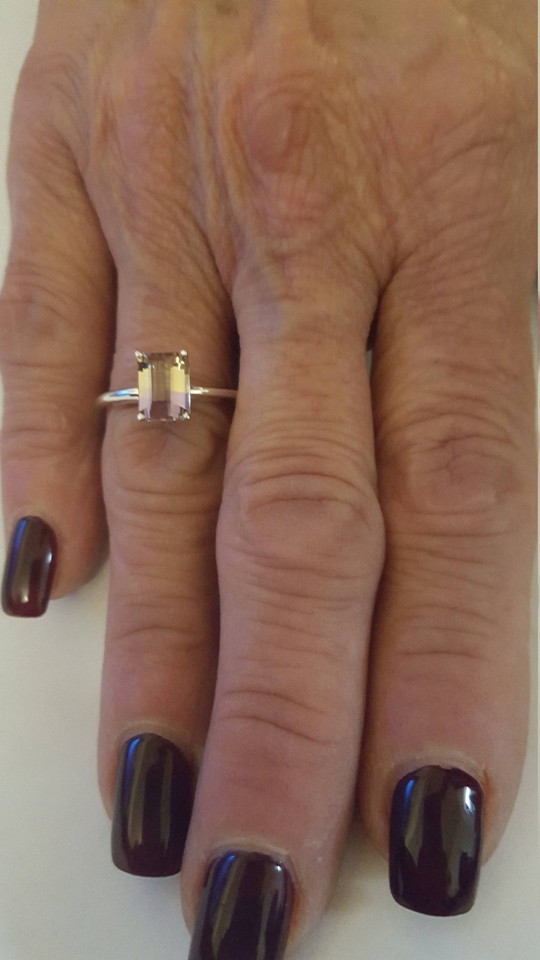 Emerald Cut Ametrine Ring in 14k Gold, Gemstone Engagement Ring