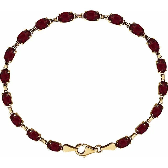 14k Gold Gemstone Tennis Bracelet in Peridot, Garnet, Citrine, Amethyst & Blue Topaz