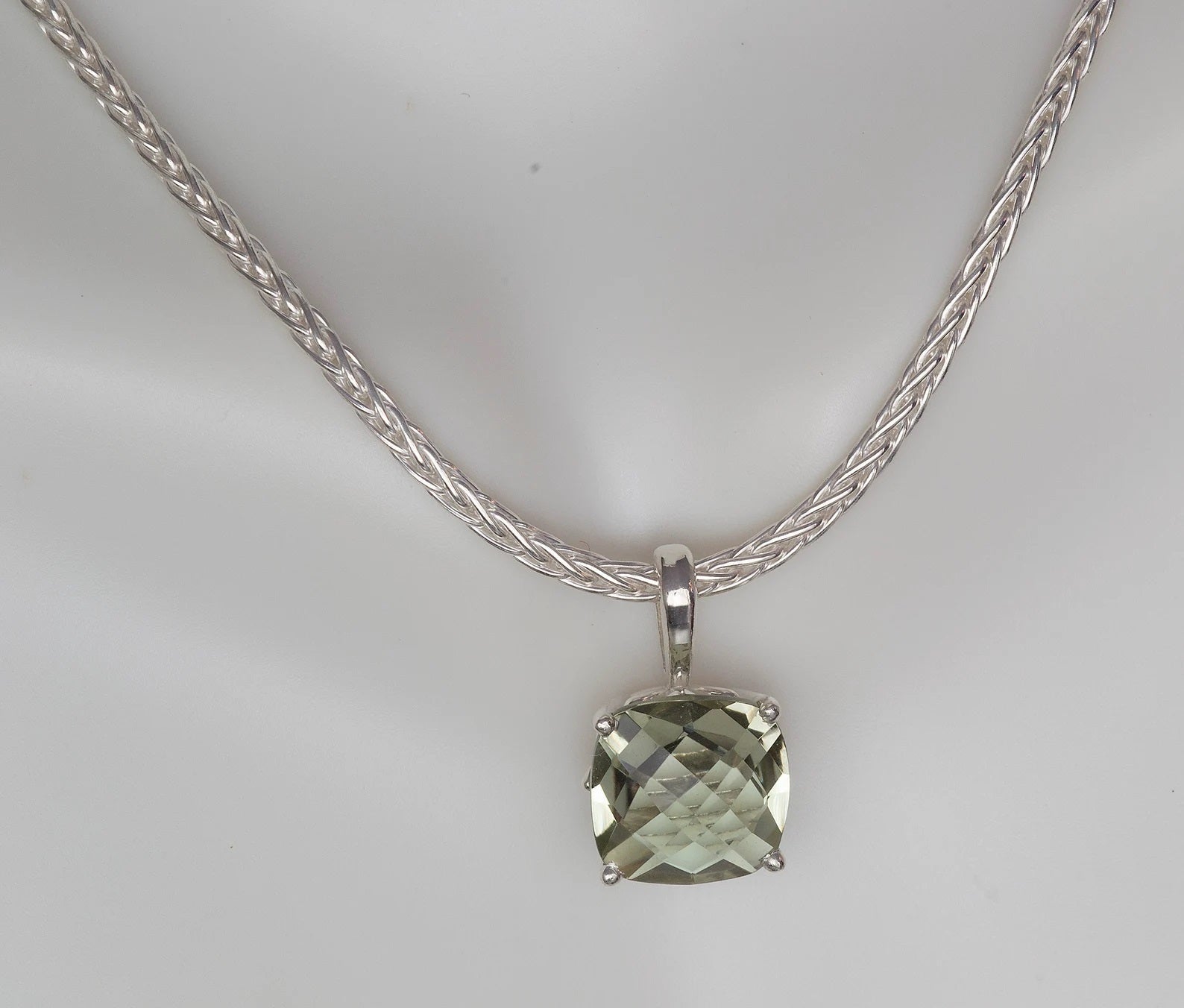 Green Quartz Necklace, Green Amethyst Pendant