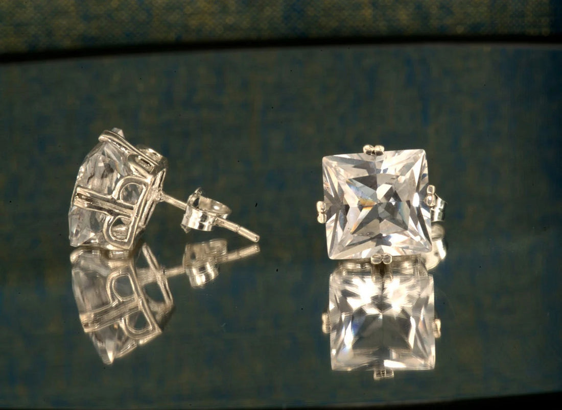Large White Sapphire Statement Earrings