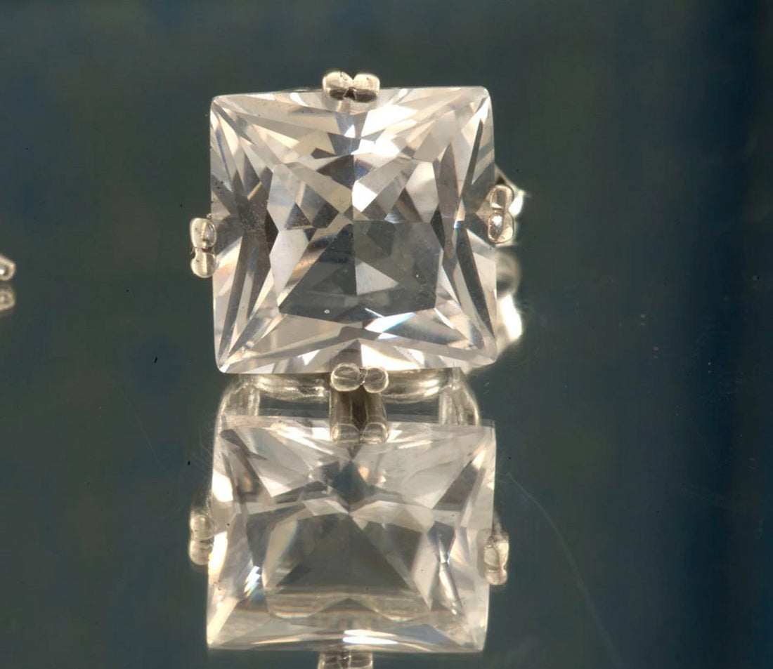 Large White Sapphire Statement Earrings