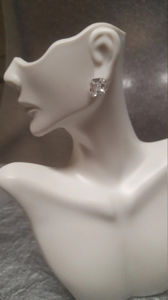 Large White Sapphire Statement Earrings