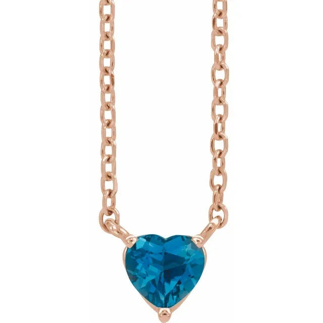 Topaz Heart Necklace, London Blue Topaz Pendant - JaneysJewels