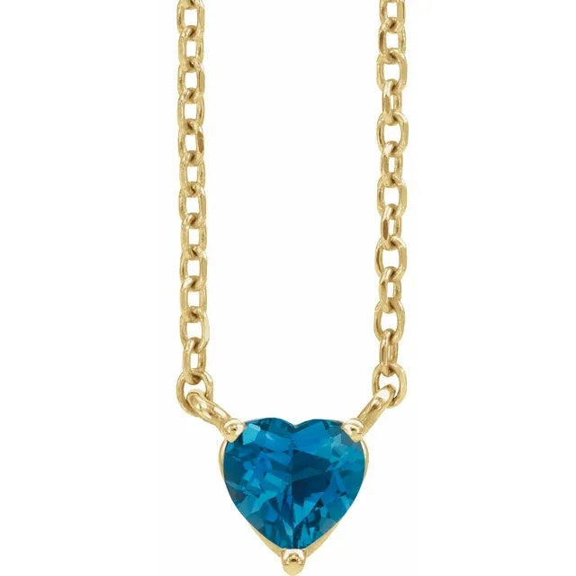 Topaz Heart Necklace, London Blue Topaz Pendant