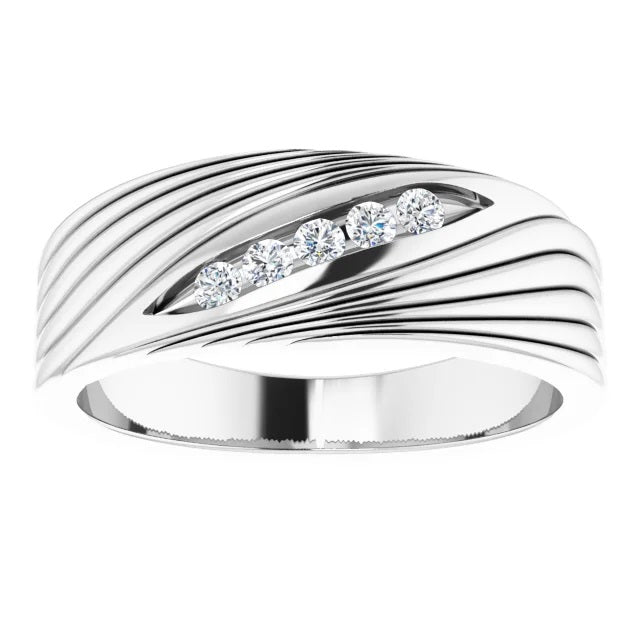 Mens Silver Band Diamond Ring