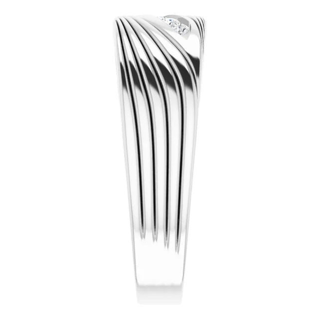 Mens Silver Band Diamond Ring