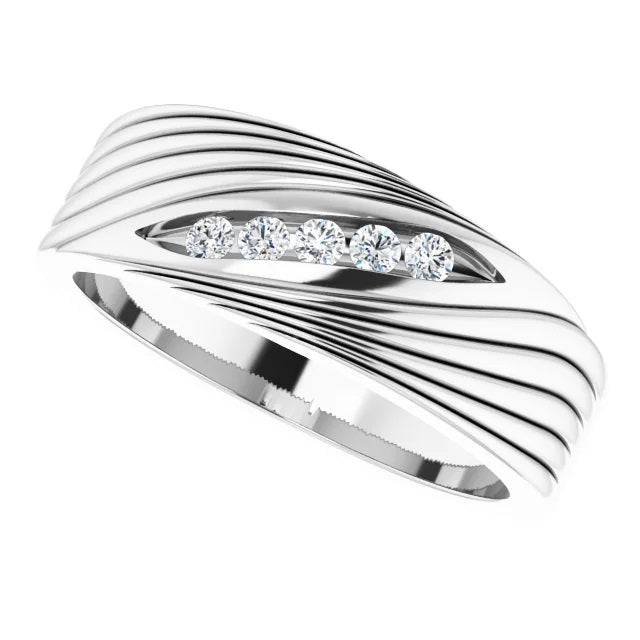 Mens Silver Band Diamond Ring