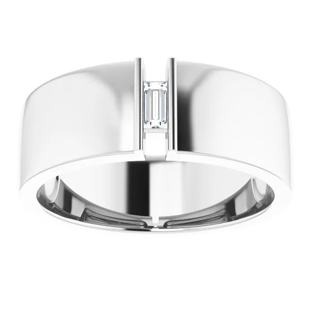 Mens Diamond Ring, Mens Engagement Ring in Fine Silver