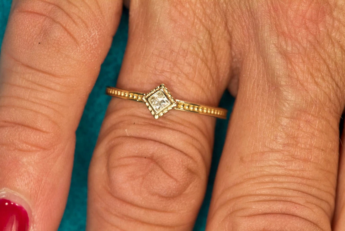 14k Gold Moissanite Stacking Ring