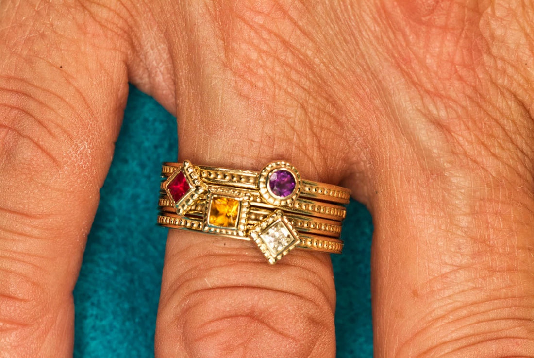 14k Gold Amethyst Stacking Ring