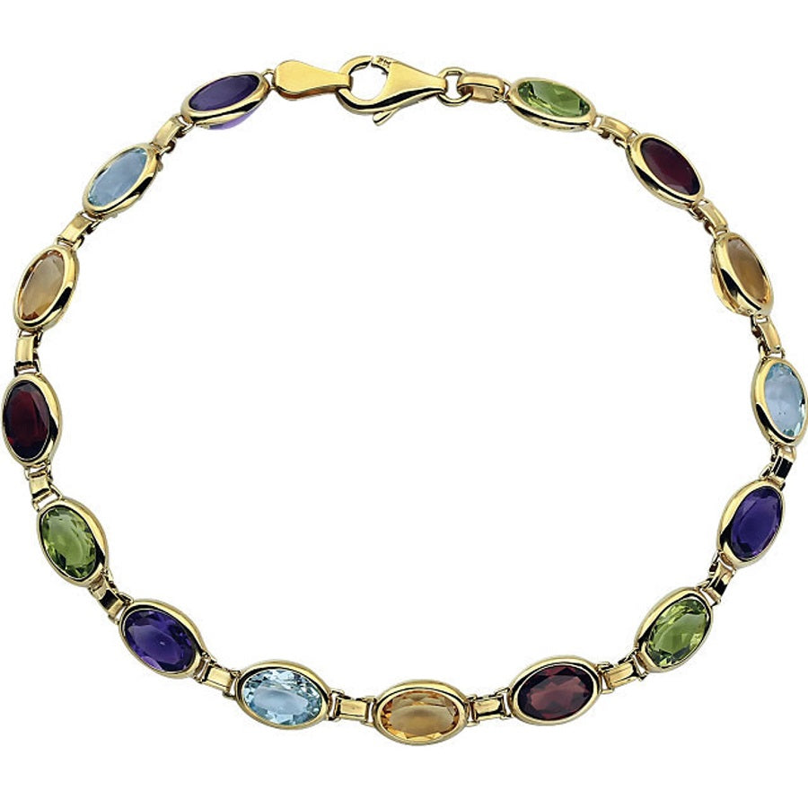 14k Gold Multi-stone Gemstone Tennis Bracelet