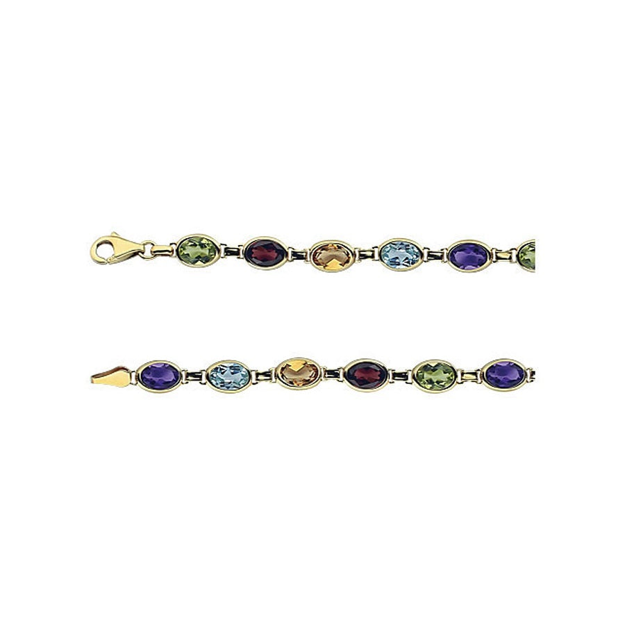 14k Gold Multi-stone Gemstone Tennis Bracelet