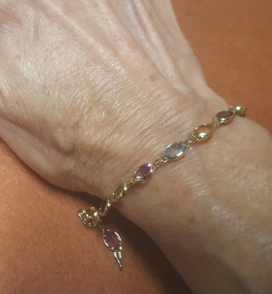14k Gold Multi-stone Gemstone Tennis Bracelet