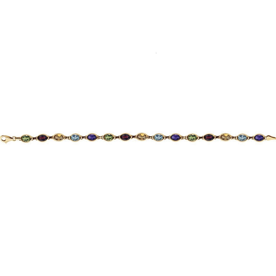 14k Gold Multi-stone Gemstone Tennis Bracelet