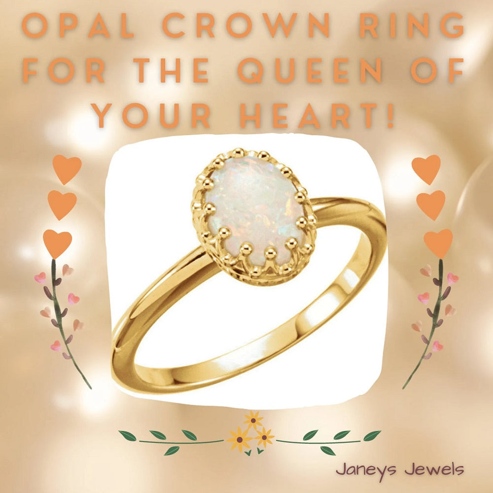 Opal Gold Filigree Crown Ring