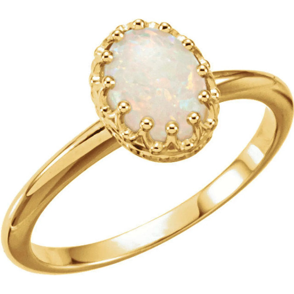 Opal Gold Filigree Crown Ring