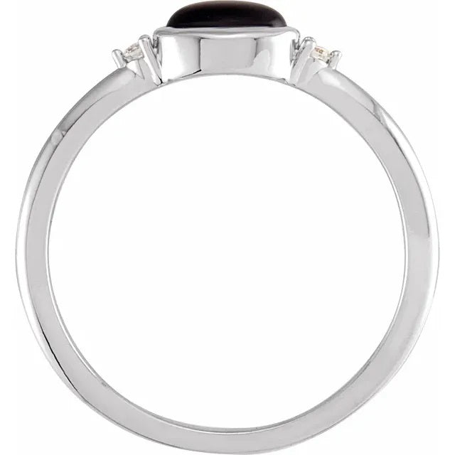 Bezel Set Black Onyx Ring 14k or Sterling Silver