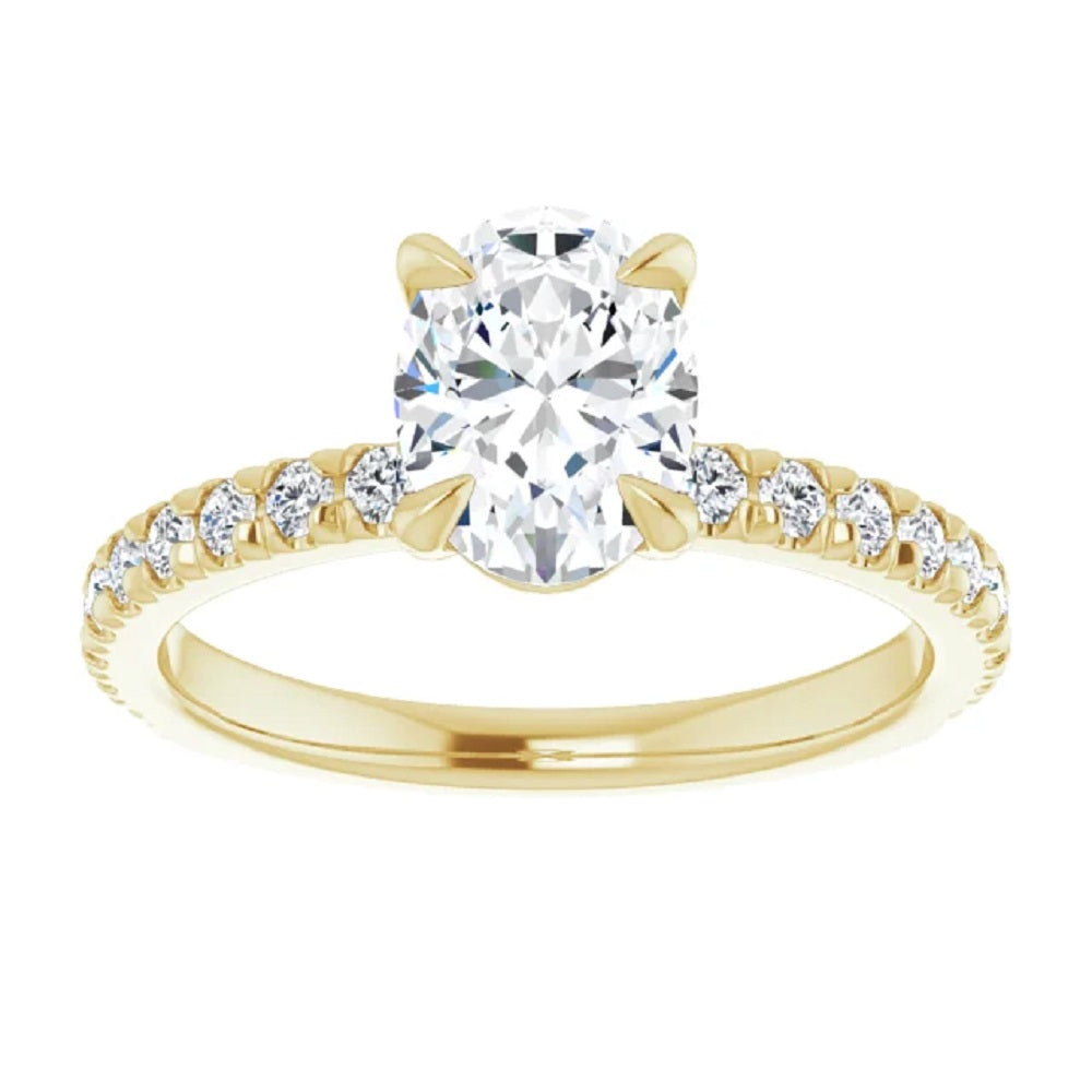 Micropave Laboratory Grown Lab Diamond Engagement Ring In 14K Rose