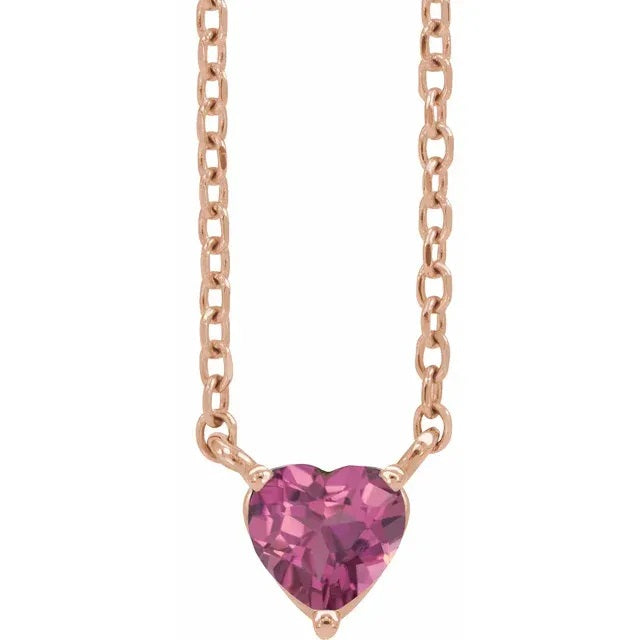 Zaria 0.80 ct Pink Tourmaline Heart Shape (6.00 mm) Solitaire Pendant  Necklace in 14K Rose Gold.Included 16 Inches 14K Rose Gold Chain. |  TriJewels