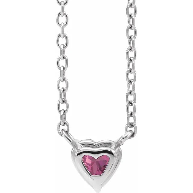 Pink Tourmaline Heart Necklace, Tourmaline Pendant
