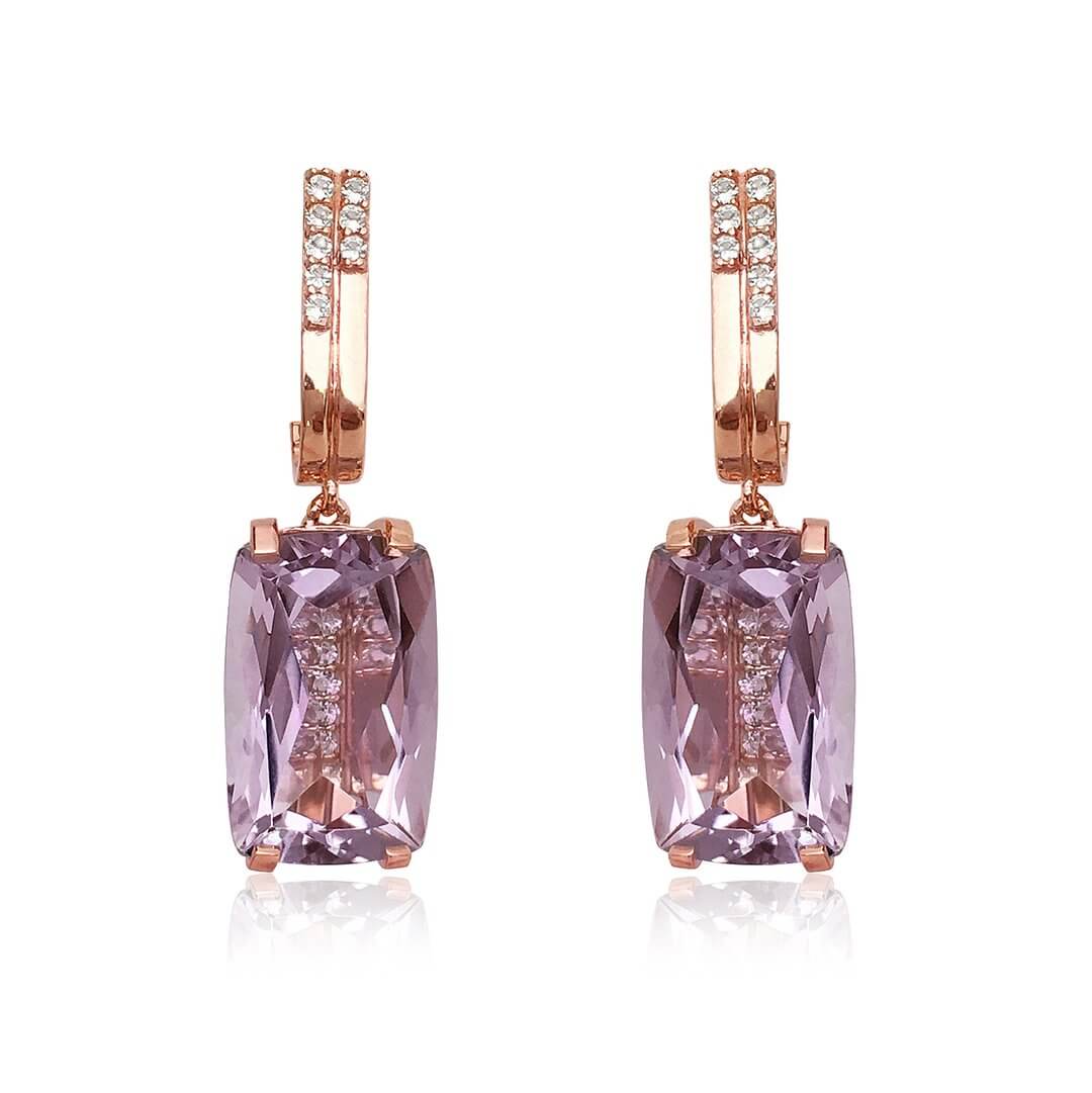 Transparenza Pink Amethyst & White Topaz Dangle Earrings in Gold Vermeil