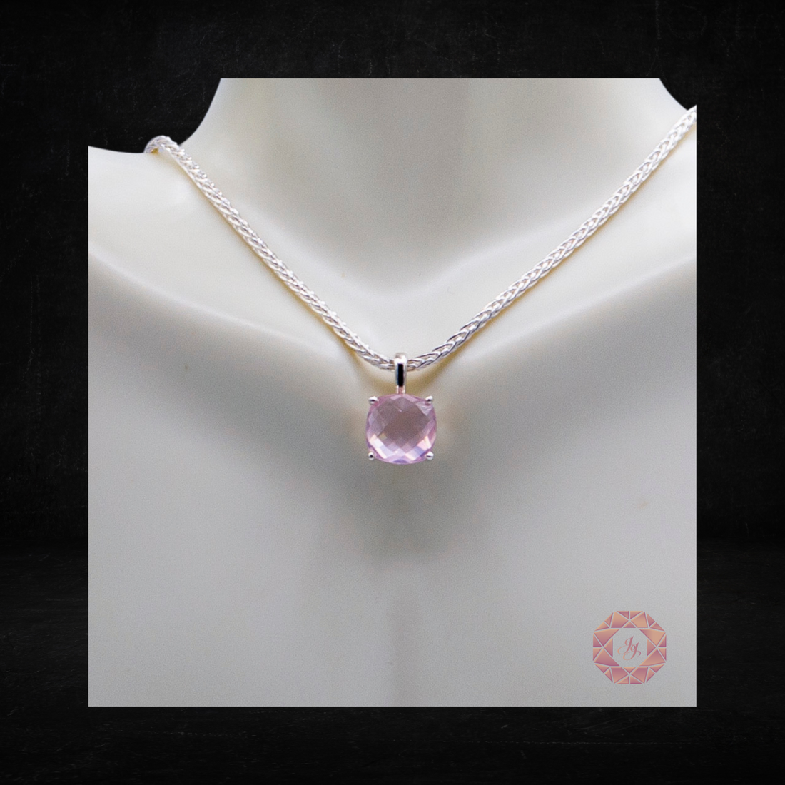 4+ Carat Antique Square Rose Quartz Necklace