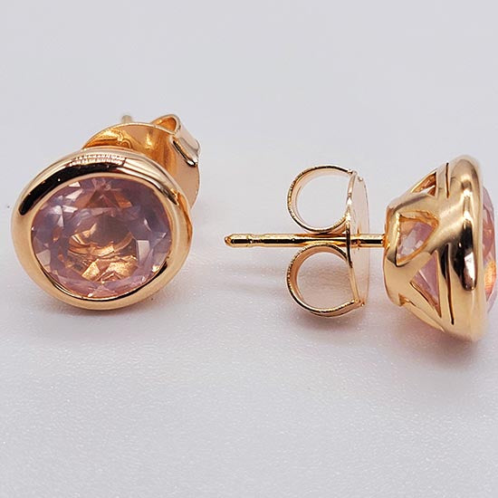 6 Carat Rose Quartz Stud Earrings
