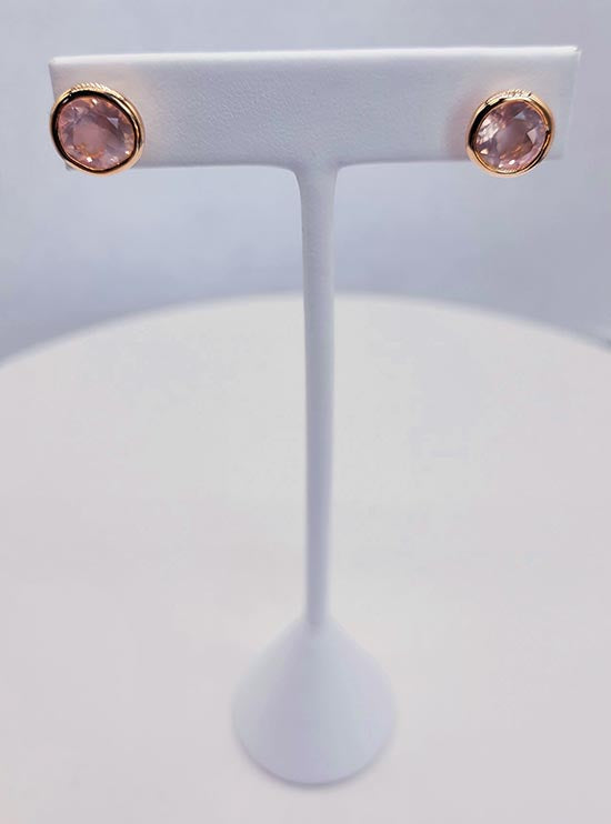 6 Carat Rose Quartz Stud Earrings