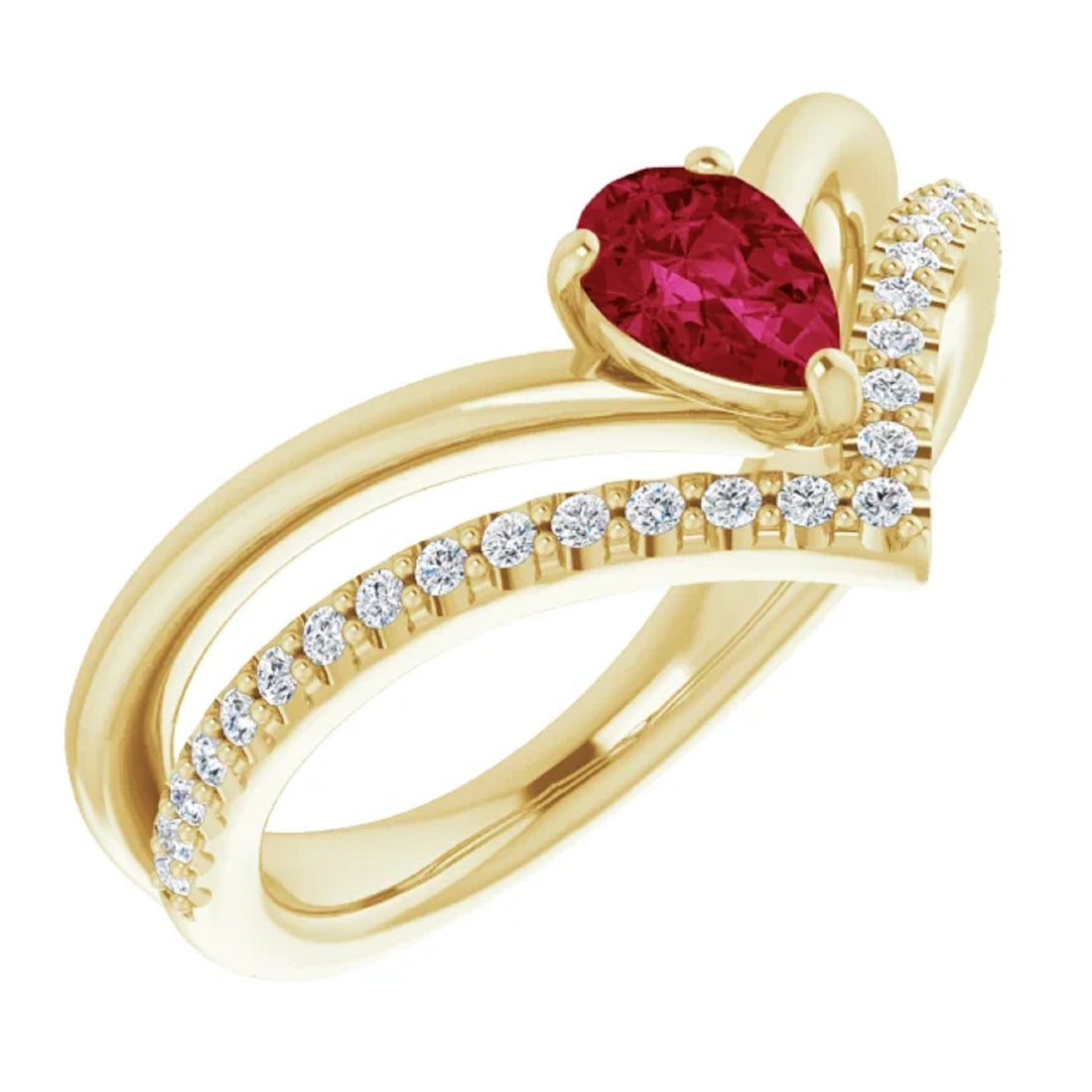 14k Gold Lab Grown Ruby Ring