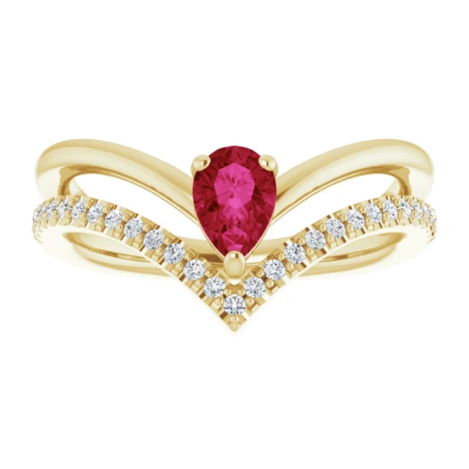14k Gold Lab Grown Ruby Ring