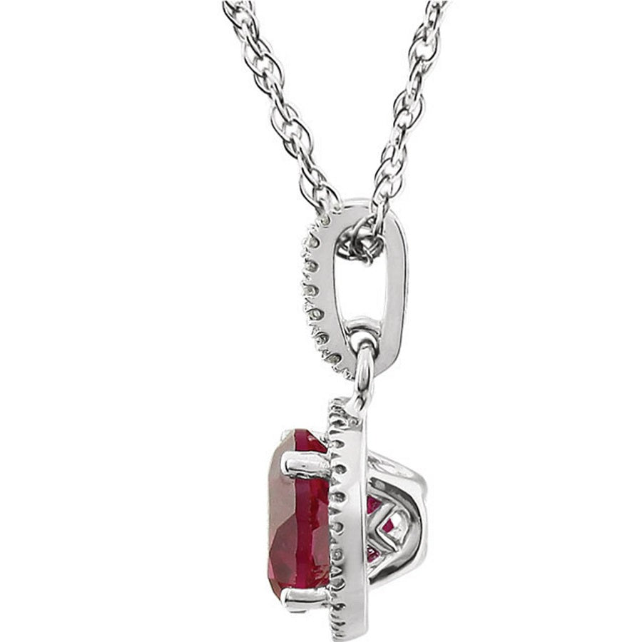Ruby & Diamond Halo Gold Statement Necklace,