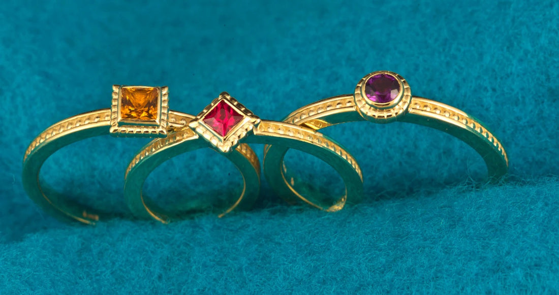 14k Gold Amethyst Stacking Ring