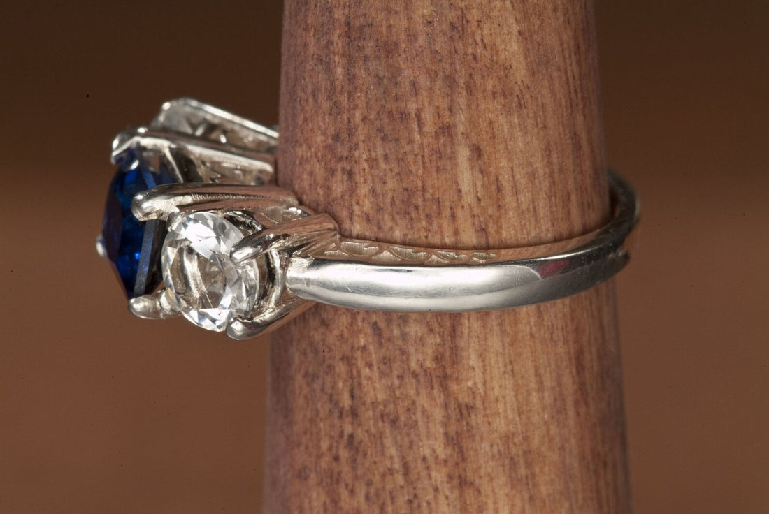 Sapphire or Emerald Engagement Ring, Three Stone ring