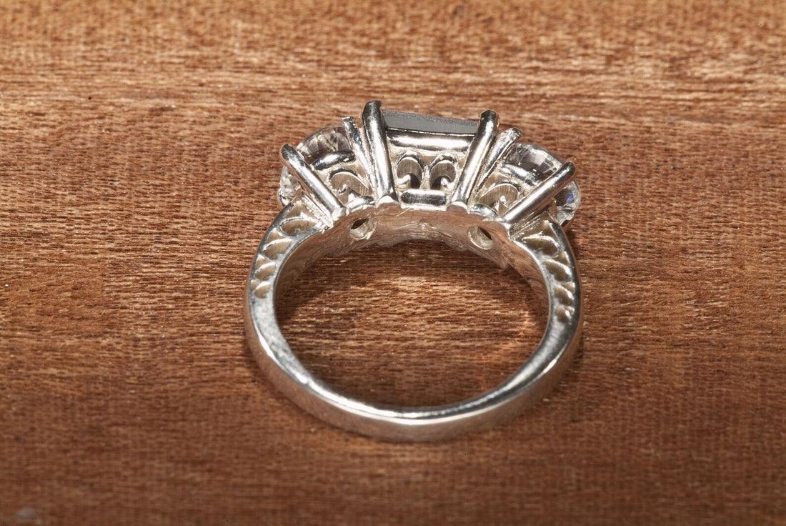 Sapphire or Emerald Engagement Ring, Three Stone ring