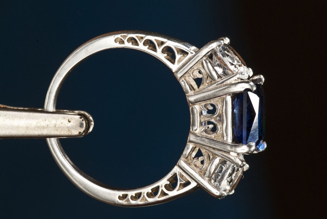 Sapphire or Emerald Engagement Ring, Three Stone ring