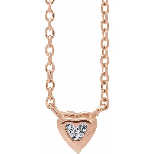 White Sapphire Heart Necklace, Sapphire Pendant