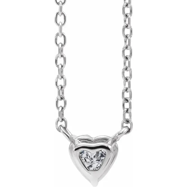 White Sapphire Heart Necklace, Sapphire Pendant