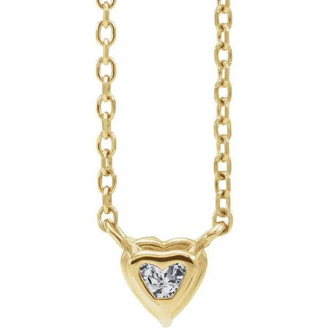 White Sapphire Heart Necklace, Sapphire Pendant
