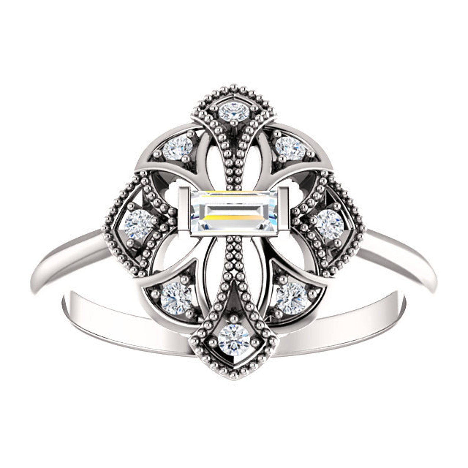 Vintage Engagement Ring, Diamond Ring, Unique Engagement Ring
