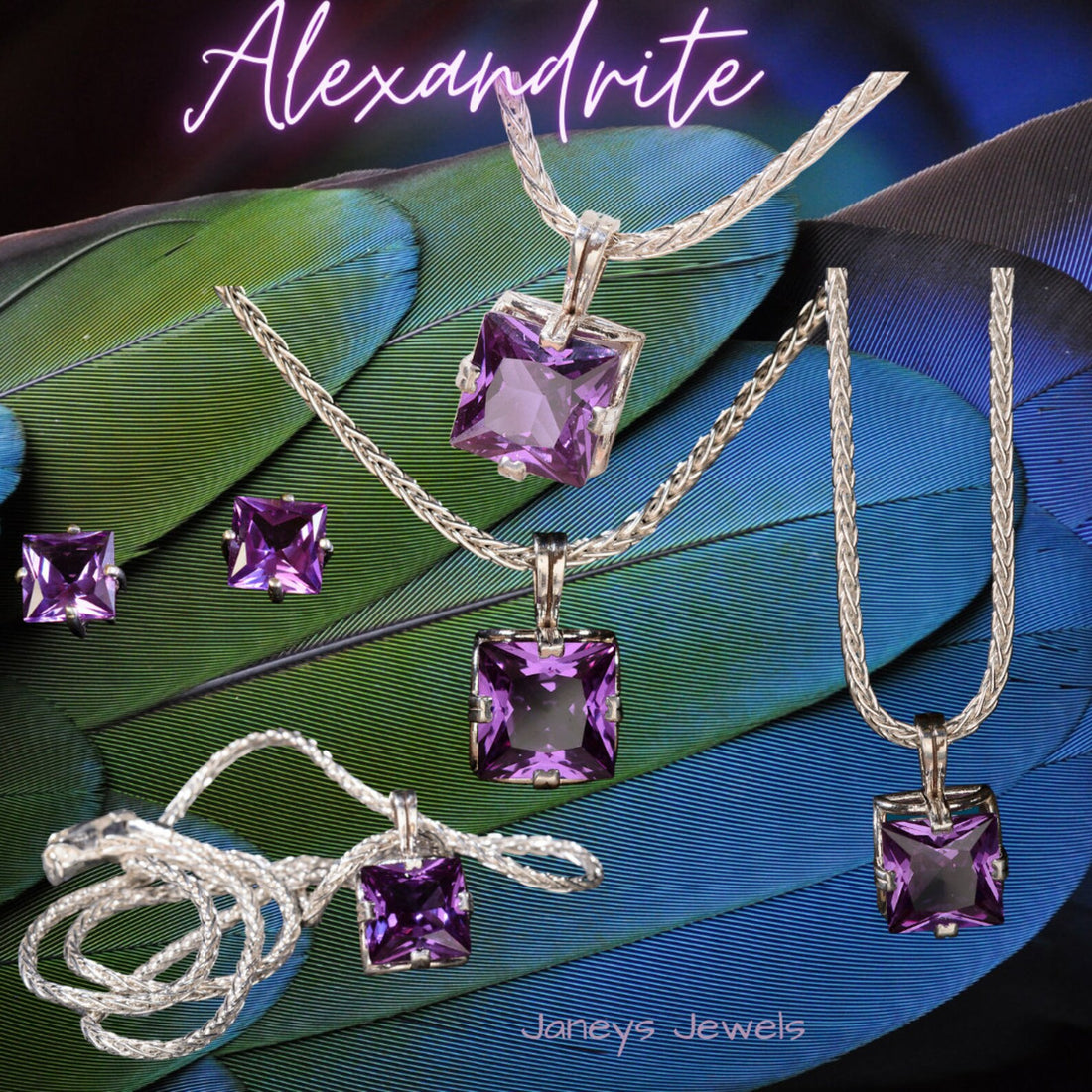 Alexandrite Sterling silver stud earrings