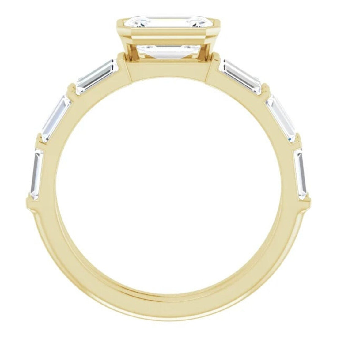 Natural White Sapphire Emerald Cut Engagement Ring