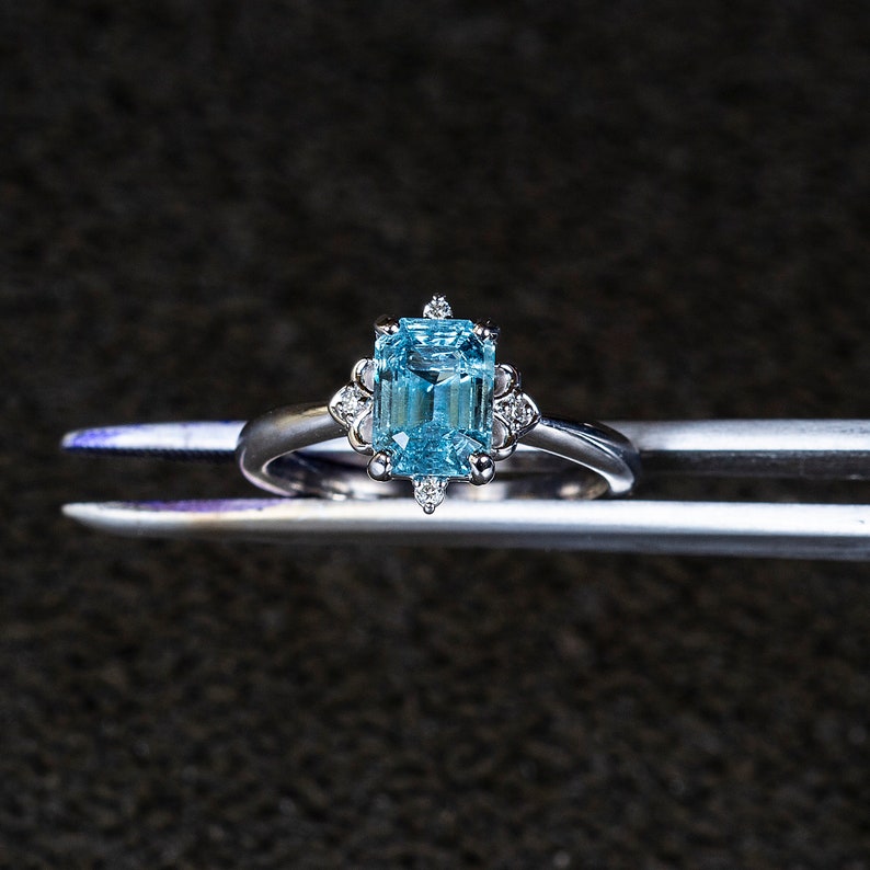 AAA Genuine Aquamarine Engagement Ring, Promise Ring