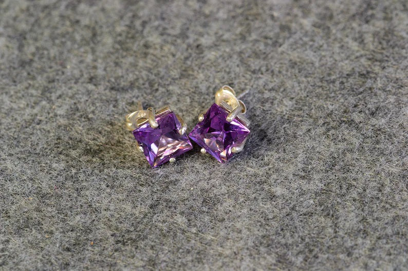 Alexandrite Sterling silver stud earrings