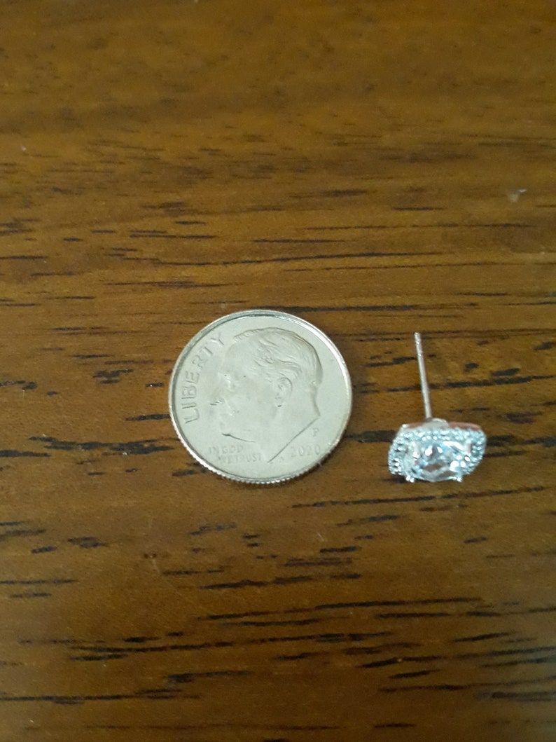 White Sapphire Sterling Silver Halo Stud Earrings