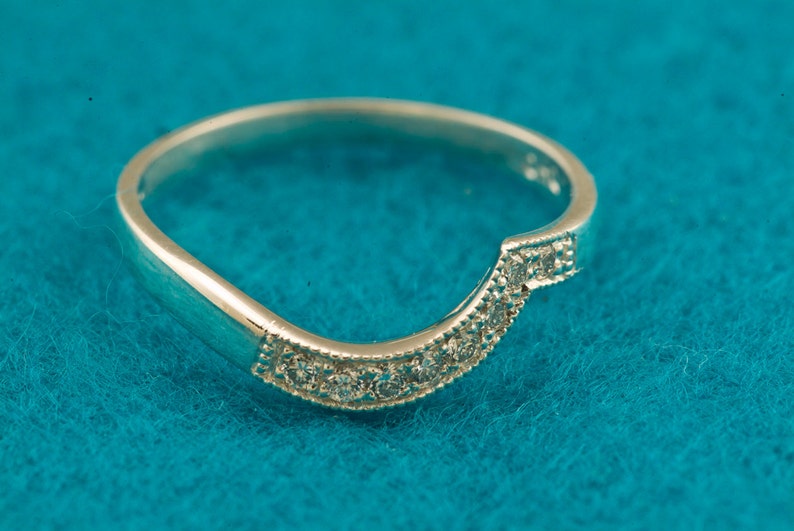 Diamond Pave Wedding Band, Curved Wedding Band