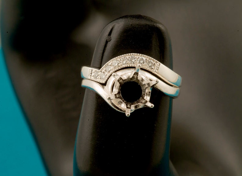 Diamond Pave Wedding Band, Curved Wedding Band