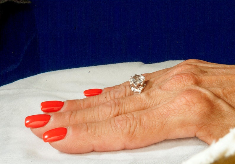 14k gold 3 Carat Round White Sapphire Unique Engagement Ring