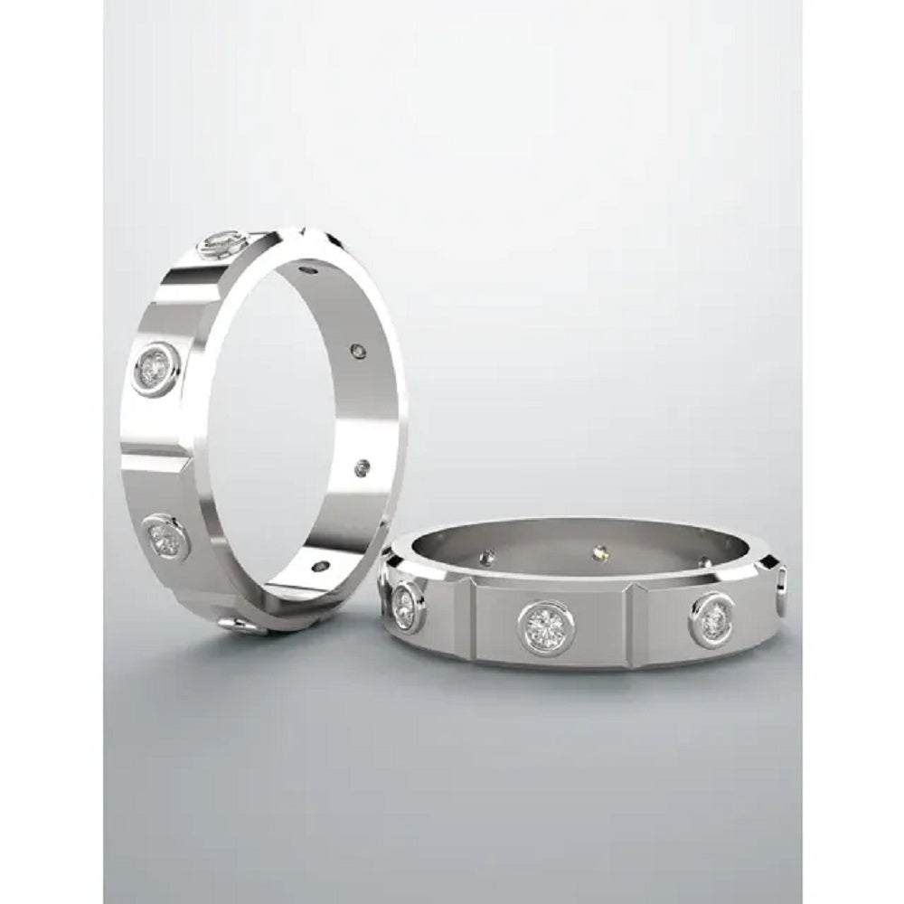 Mens Black Diamond Band in Fine Silver
