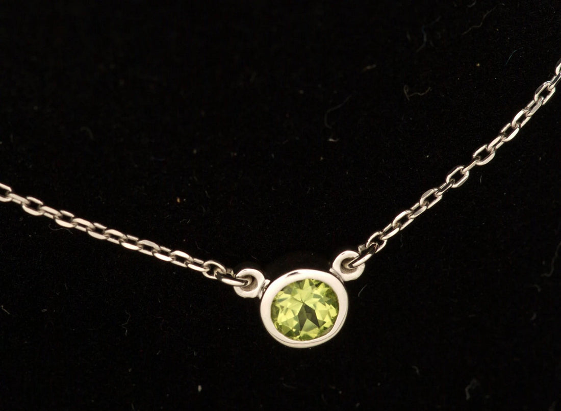 Peridot Birthstone Solitaire Bezel Necklace